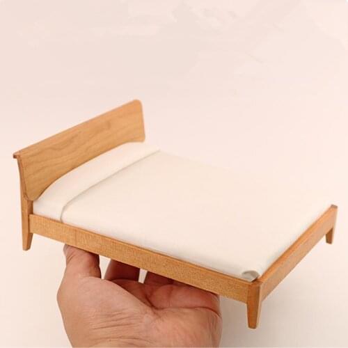 1/12 Cute Miniature Wood Bed Living Room Toy Decor Furniture Model Ornament Kids Toys for 6" Action Figures Toy Model