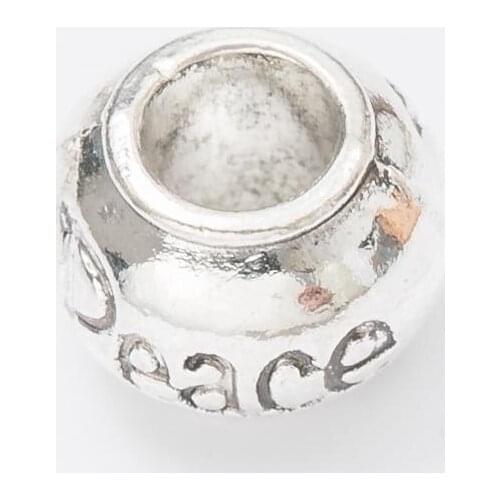 10Pcs/Lot Antique Silver Color DIY Zinc alloy Big Hole Spacer Bead Charm Fits Jewelry making Bracelet js1119