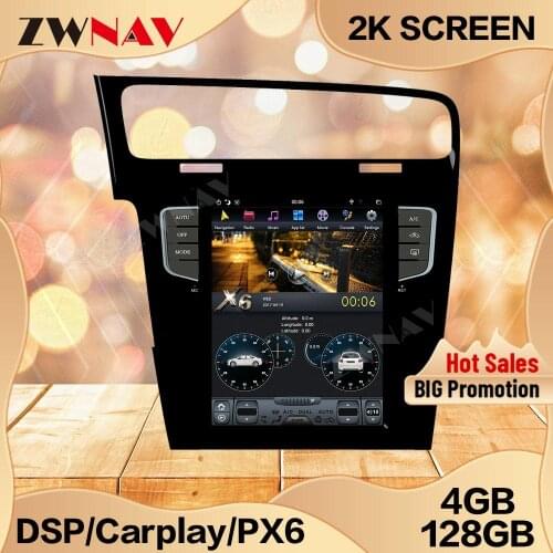 128GB Tesla Screen For VW Volkswagen Golf 7 2010 2011 2012 2013 2014+ Android 9 Unit Car Multimedia Player GPS Radio Stereo