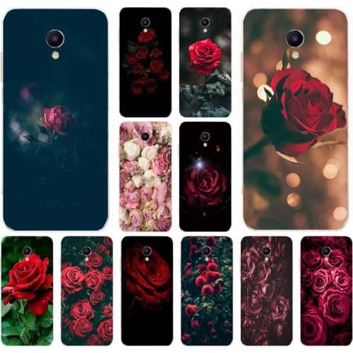 27AS Red Rose Print Soft Silicone Back Cover Case for Meizu M5 M5C M5S Note M8 Lite X8 cover funda