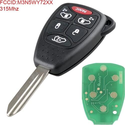 315MHz 6 Buttons Remote Car Key Uncut Ignition Transponder Keyless Entry Transmitter Fob Combo M3N5WY72XX Auto Key for Dodge New