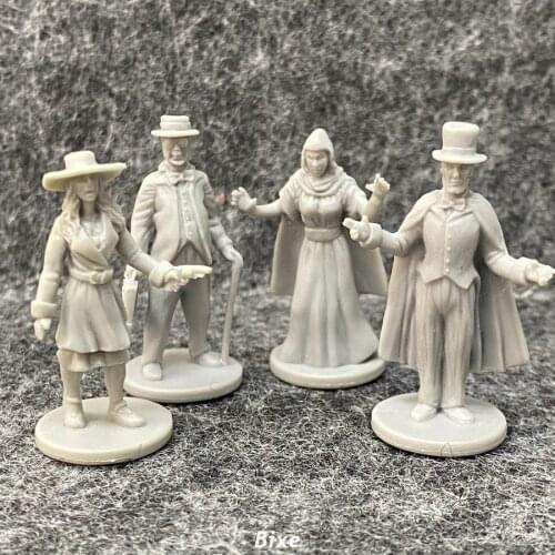 6PCS Grey Detective Reporter Hunter Occultist Miniature Investigator Regins of Cthlhu Board Game Figures Role Playing Rare