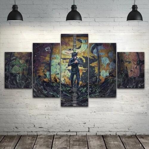 5 Pieces Jujutsu Kaisen Poster Canvas Painting HD Modular Art Wall Japanese Anime Pictures for Living Room Home Decor