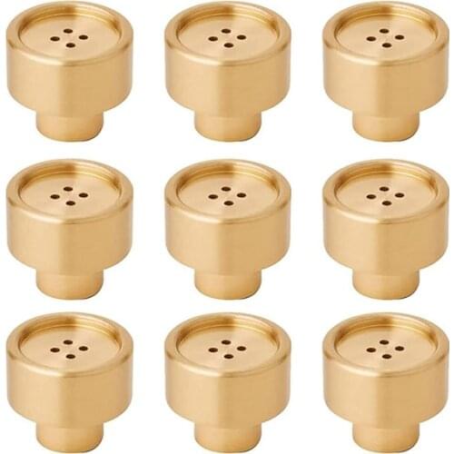 JFBL Hot 9PCS Drawer Pulls Brass Gold Knobs for Cabinets for Kitchen Cupboard Bedroom Furniture Door (Button Shape with Screws)