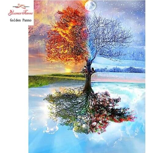 Golden panno,Full,DIY Diamond Embroidery,5D,Diamond Painting,Cross Stitch,3D,Diamond,Mosaic,Needlework,tree