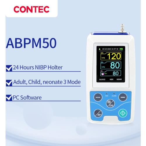 Arm Ambulatory Blood Pressure Monitor 24hours NIBP Holter CONTEC ABPM50+ Adult,Child ,Large ,3 Cuffs, Free PC Software