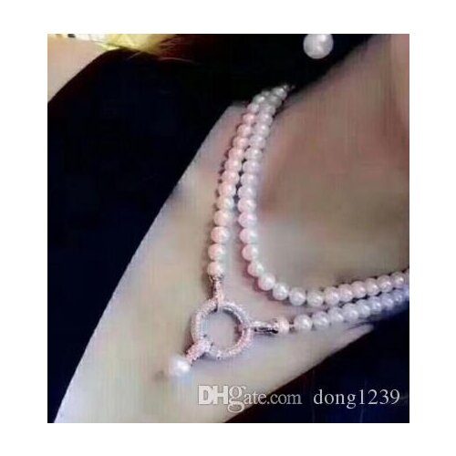 Free Shipping >>>> noble 9-10mm freshwater pearl pendant collar necklace 35 inch