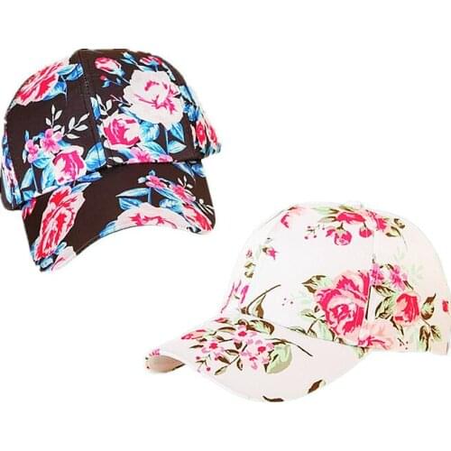 2021 Cotton new style joker rose flower print Casquette Baseball Cap Adjustable Snapback Hats for men and women 96