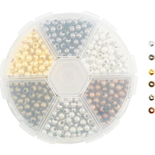 DoreenBox 948 PCs Spacer Beads Round Mixed Size for DIY Jewelry Making Bracelets Necklace 4mm Dia, Hole: Approx 1.5mm, 1 Box