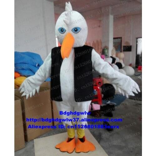 Black White Pelican Seagull Sea Gull Egret Snow Goose Mascot Costume Adult Cartoon Character Start Business Holiday Gifts zx973