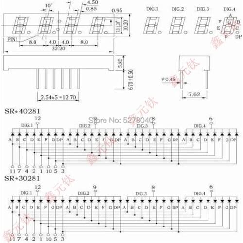 Four-digit tube red 0.28 0.3 0.36 0.39 0.4 0.56 0.8 counter Time indicator Black digital tube Plug - in display tube 10pcs/lot