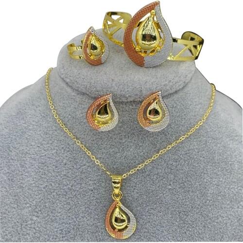 Kids Bangles Gold Color African Dubai Jewelry Sets for Baby Girls Ethiopian Colorful Rings Earrings Arab Children Birthday Gift