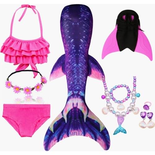 Kids Children Beautiful Little Mermaid Tail Swimsuit with Fin for Kids Girls Holiday Dress Costume Bathing Suit