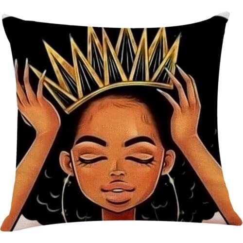 Home Decor African Girl Print Cushion Cover African Women Pillowcase Throw Pillow Covers 45x45cm Cartoon Face Cushion Covers