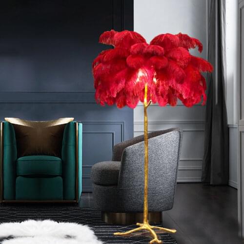 Ostrich Feather Lantern Post-Modern Lightweight Living Room, Bedroom Princess Room, European Luxury, Warm and Romantic Bedside L