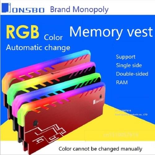 Desktop Memory Heatsink Cooler Shell RGB 256 Color Automatic Change Aluminum Heat Sink RAM Cooling Vest