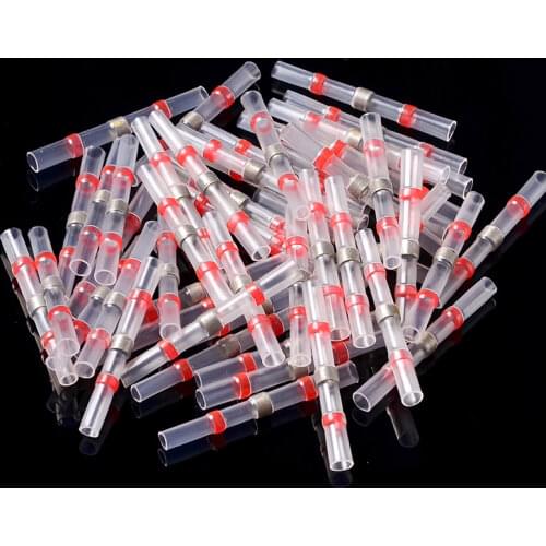 Red/White 20/50PCS Cable Soldered Sleeve Terminators Heat Shrink Butt Connectors Electrical Wire Crimp Terminals