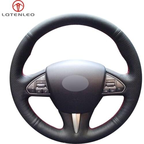 LQTENLEO Black PU Artificial Leather Car Steering Wheel Cover For Infiniti Q50 Q50L 2013 2014 2015 2016 2017 QX50 2015 2016 2017
