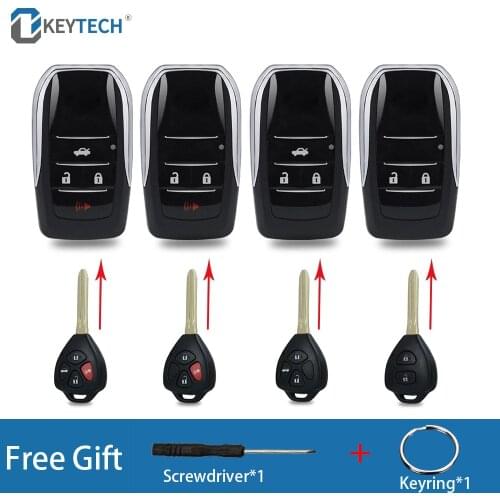 OkeyTech 2/3/4 Buttons Modified Flip Car Key Shell For Toyota Corolla RAV4 Folding Remote Control Key Replacement Case TOY43