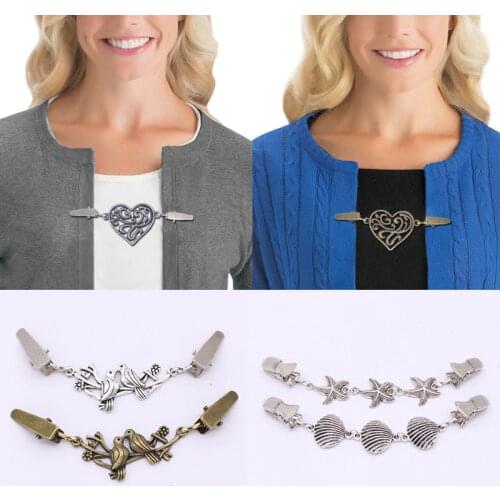 Fashion Shawl Duck Clip Retro Sweater Cardigan Clips Keeper Buckles Clothes Decor Beaded Pearl Pin Brooch Metal Buckle