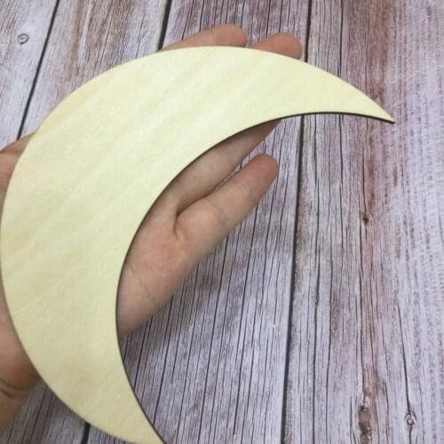Set of 20pcs 15cm laser cut moon shape wholesale wood craft supplies blanks wood slices