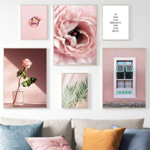 Nordic Minimalist Blooming Flowers Wall Art Canvas Painting Posters Green Leaf Prints Picture For Living Room Modern Home Decor