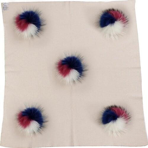 2019 New Warm Newborn Baby Warm Wool Swaddling Blanket Bedding Swaddles Wrap Birth Gift With 15cm Triple Color Real Fur Pompom