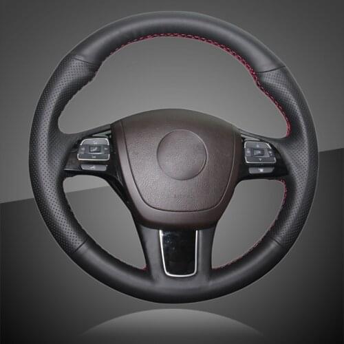 Auto Braid On The Steering Wheel Cover for Volkswagen VW Touareg 2010 2011 2012 2013 2014 2015 2016 2017 2018 Car Braiding
