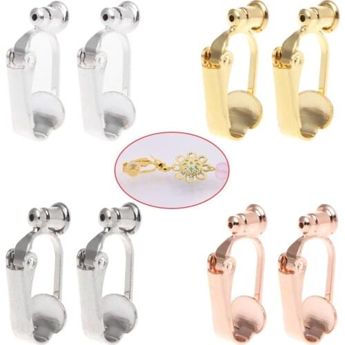 1 Pair Earrings Adapter Stud Ear Clips Converter For Non-pierced People Clip On Metal Component DIY Jewelry Making Tool Finding