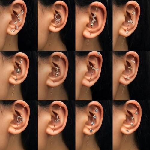 Cold Wind Piercing Ear Acupuncture Simple Inlaid Zircon Star Letter Earrings Personality Hip-Hop Style Surround Earring