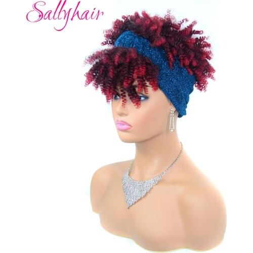 Sallyhair Hairband American Afro Curly Wigs Bomb Twist 10inch High Temperature Synthetic For Women Black Brown Color Cosplay Wi