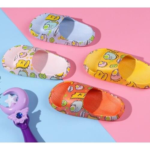 Summer Children Boys Girls Slippers Cartoon Dinosaur Thick Bottom Slide Sandals Bathroom Shower Shoes Non-slip Beach Slippers