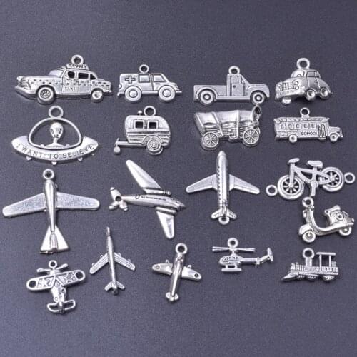 Mixed Alloy Transportation Charm DIY Jewelry Making Supplies Airplane Car Accessories Handmade Necklace Vintage Metal Findings