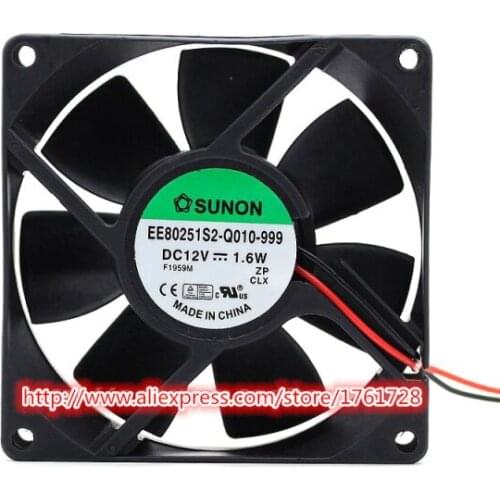 Brand new 80*80*25mm 8cm chassis fan EE80251S2-Q010-999 12V 1.6W 2wires