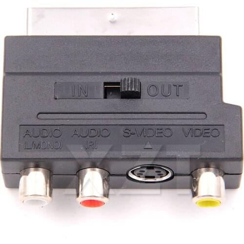 High Quality 1pcs Brand New Hot Selling RGB Scart to Composite RCA S-Video AV TV Audio Adapter