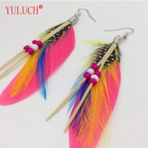 YULUCH 2018 New Arrival Good Quality Multi Color Feather Weave Braided String Beads Fresh Fashion Woman Jewelry Earrings Gift