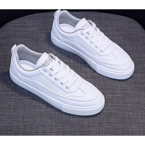 2021 Soft Women Sneakers Platform Woman Casual Simple Design Comfort White Flats Female PU Leather Vulcanized Shoes