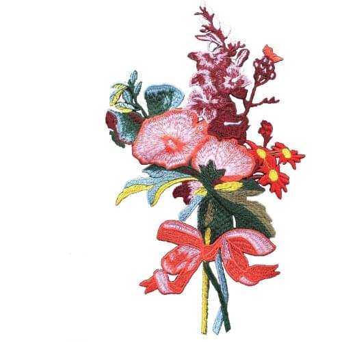 1Piece Beautiful Big Flower Embroidered Sew On Patches For Clothes Jacket Applique DIY Accessory LSHB697