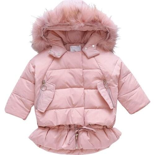 2019 Girls Winter Coat Children Clothing Kids Clothes Fur Hooded Thick Coat Winter Jackets For Girls Clothes 3 Colors 3-14Y