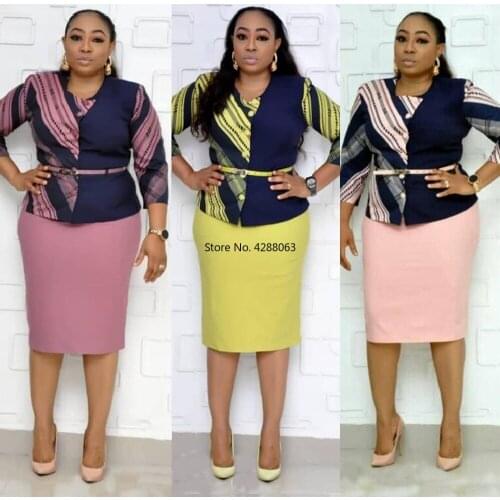 2021 Autumn African Women Two Pieces Sets Top and Skirt Plus Size Clothing for Women African Clothes European Clothing 2XL-6XL