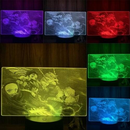 3D Lamp Action Figure Demon Slayer Animated Real Ver. Zenitsu Tanjirou LED NightLight 7 Colors Touch Table Decor Light Gift Mode