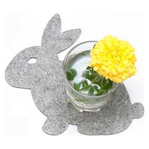 4PCS Cute Rabbit Placemat Fabric Coaster Dining Mat Home Easter Table Mat Restaurants Hotels Coffee Shop Decorations Cup Pad