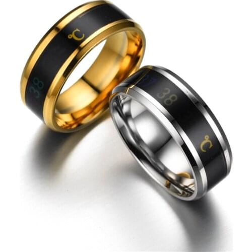 8mm Temperature Ring Titanium Steel Mood Emotion Feeling Intelligent Temperature Sensitive Ring for Women Men Waterproof Jewelry