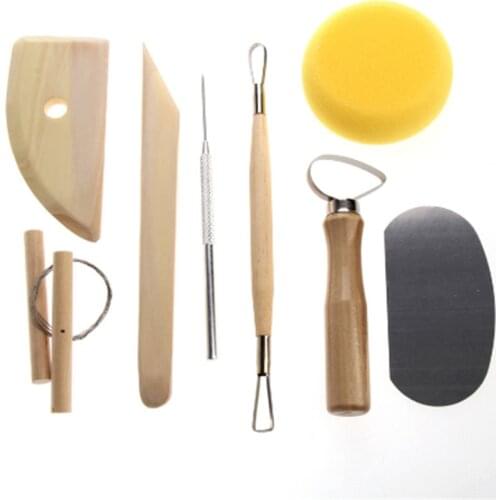 8pcs Pottery Tool Set Pottery Clay Ceramics Molding Tools Wood Pottery Ceramics Clay Sculpture Modelling Kit DIY Hand Tools