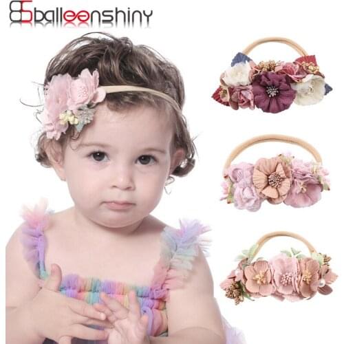 Balleenshiny Newborn Cute Baby Girls Flower Headband Headwear Princess Flowers HairBand Photography Infant Toddlers Accessories