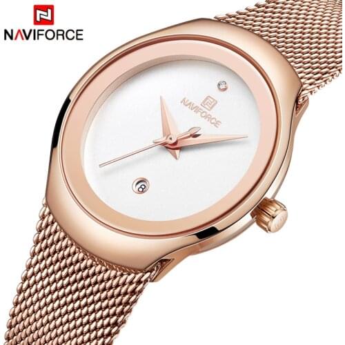 Relogio Feminino NAVIFORCE Watch Women Fashion Dress Quartz Watches Lady Stainless Steel Waterproof Wristwatch Simple Girl Clock