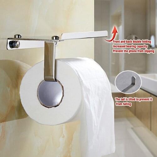 Stainless Steel Paper Towel Holder With Shelf Bathroom Wall Mount Mobile Phones Wc Towel Rack Toilet Paper Holder Tissue Boxes