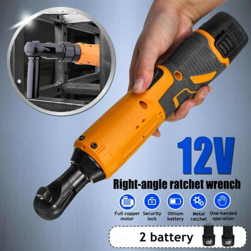 3/8'' 12V Electric Cordless Ratchet Right Angle Wrench Tool Set 2 Battery Powered Tools Cordless