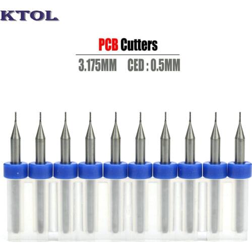 0.5mm CNC PCB Cutter Drilling Milling Tool Carbide Tungsten Router Bits 10pcs PCB Cutting Mill Tools on Printed Circuit Board