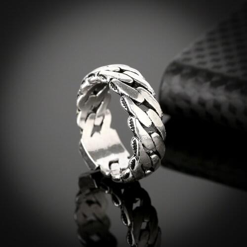 Hot Sale Delicate Finger Ring Ancient Silver color Punk Style Buddha Ring Snake Chain Ring for Cool Men Drop Shipping